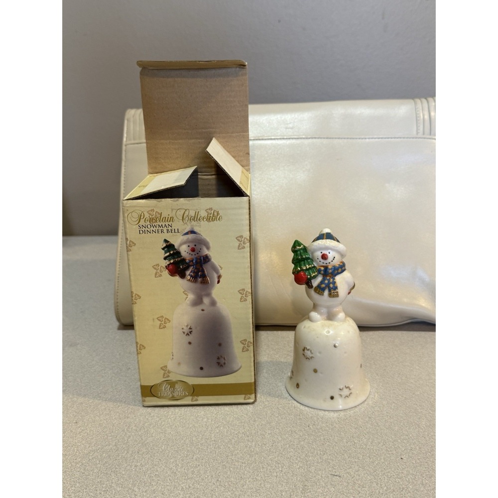 Classic Treasure Porcelain Collectible Snowman Dinner Bell NIB
